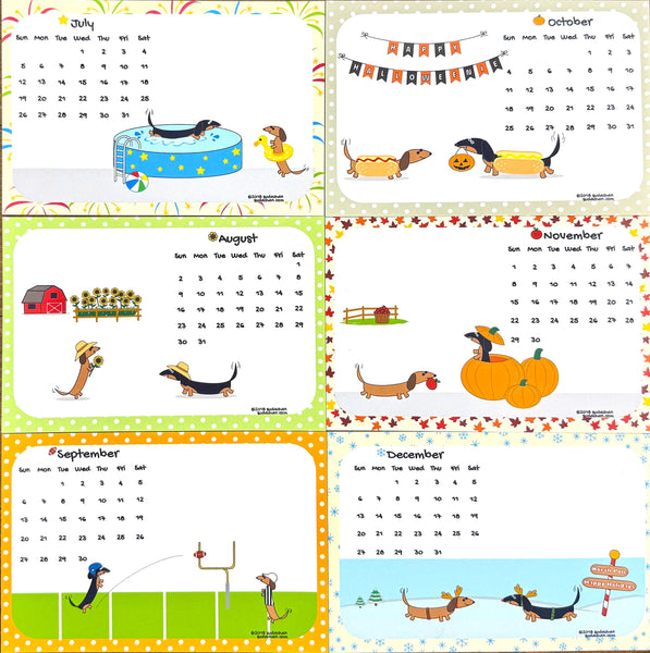 2026 Sudachan Dachshund 4x6 inch Desktop Calendar with Easel - Version B