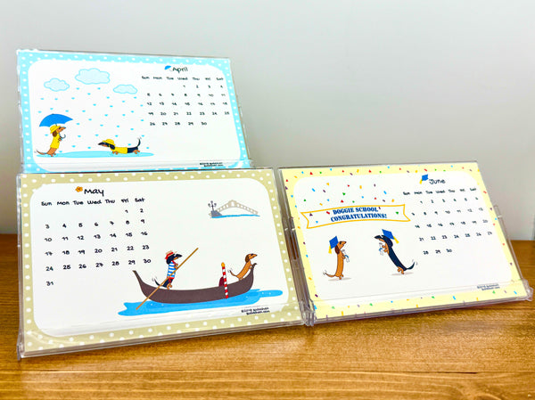 2026 Sudachan Dachshund 4x6 inch Desktop Calendar with Easel - Version B