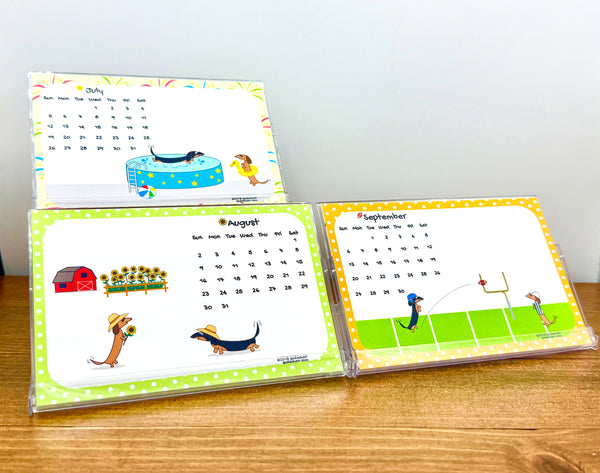 2026 Sudachan Dachshund 4x6 inch Desktop Calendar with Easel - Version B