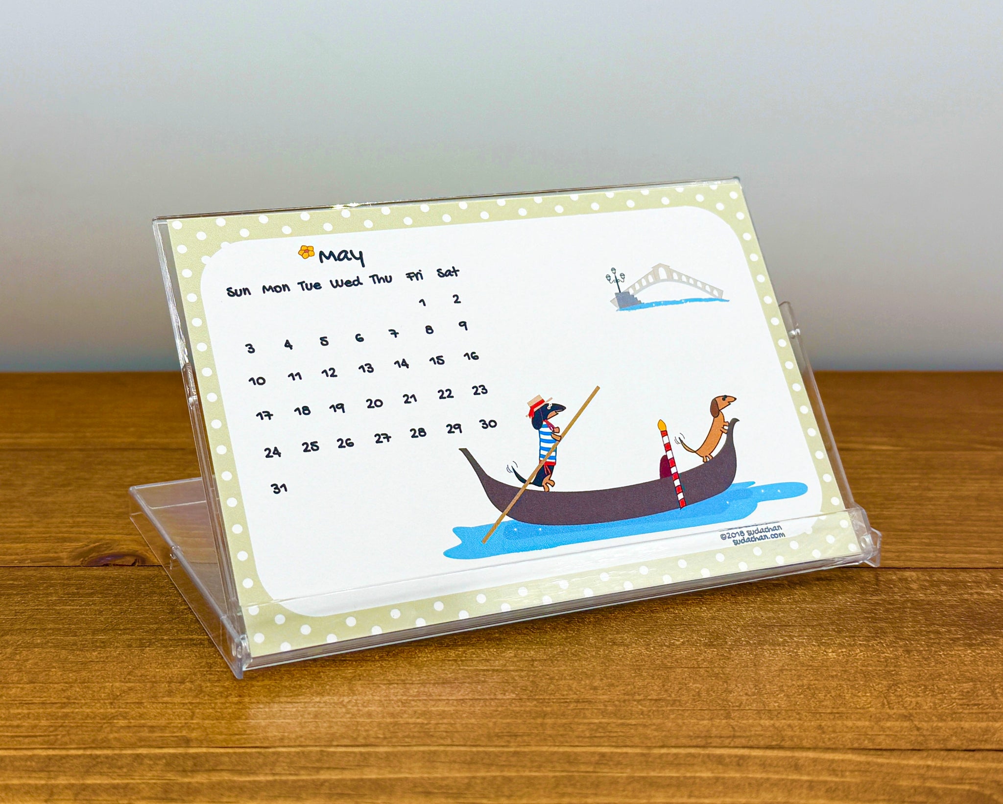 2026 Dachshund Desktop Monthly Calendar B - 4x6 inch