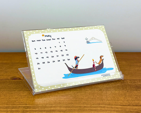 2026 Dachshund Desktop Monthly Calendar B - 4x6 inch