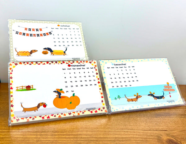 2026 Sudachan Dachshund 4x6 inch Desktop Calendar with Easel - Version B