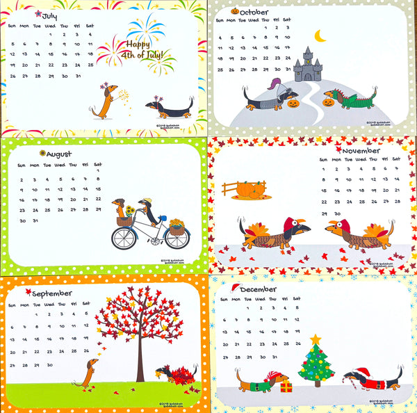 2026 Sudachan Dachshund 4x6 inch Desktop Calendar with Easel - Version C