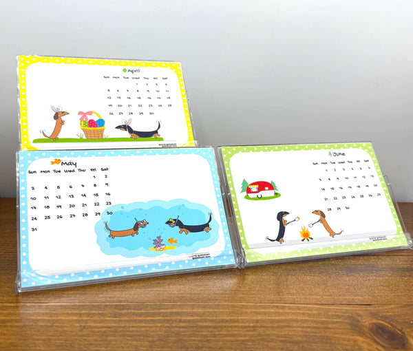 2026 Sudachan Dachshund 4x6 inch Desktop Calendar with Easel - Version C