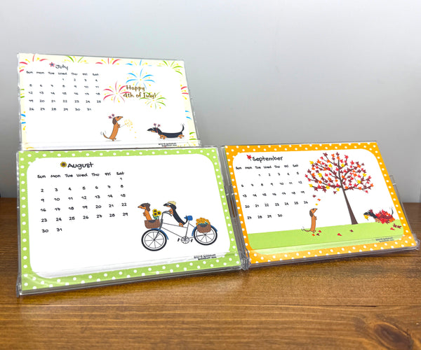 2026 Sudachan Dachshund 4x6 inch Desktop Calendar with Easel - Version C