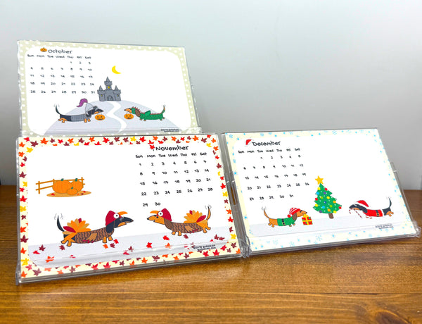 2026 Sudachan Dachshund 4x6 inch Desktop Calendar with Easel - Version C