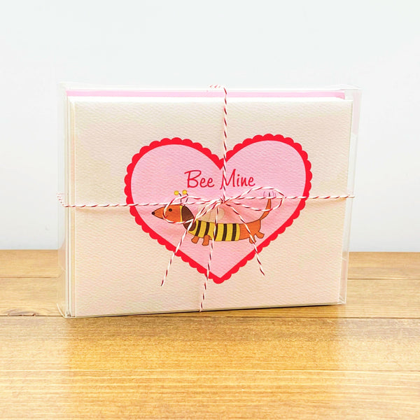 Dachshund Bee Mine Valentine's Day Card Set with Stationery Box