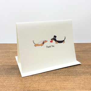 Dachshund Bride Groom Thank You Note Cards