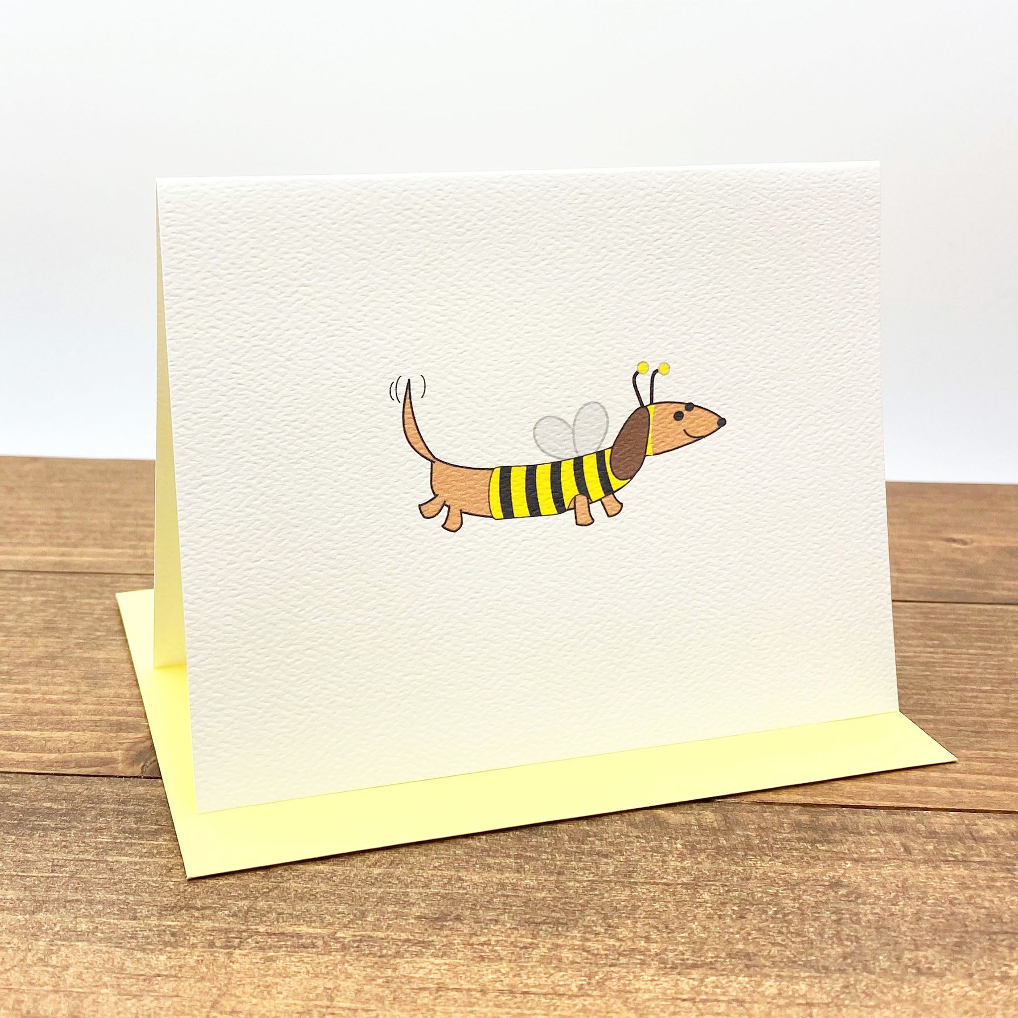 Dachshund dressed as bumble bee note cards.