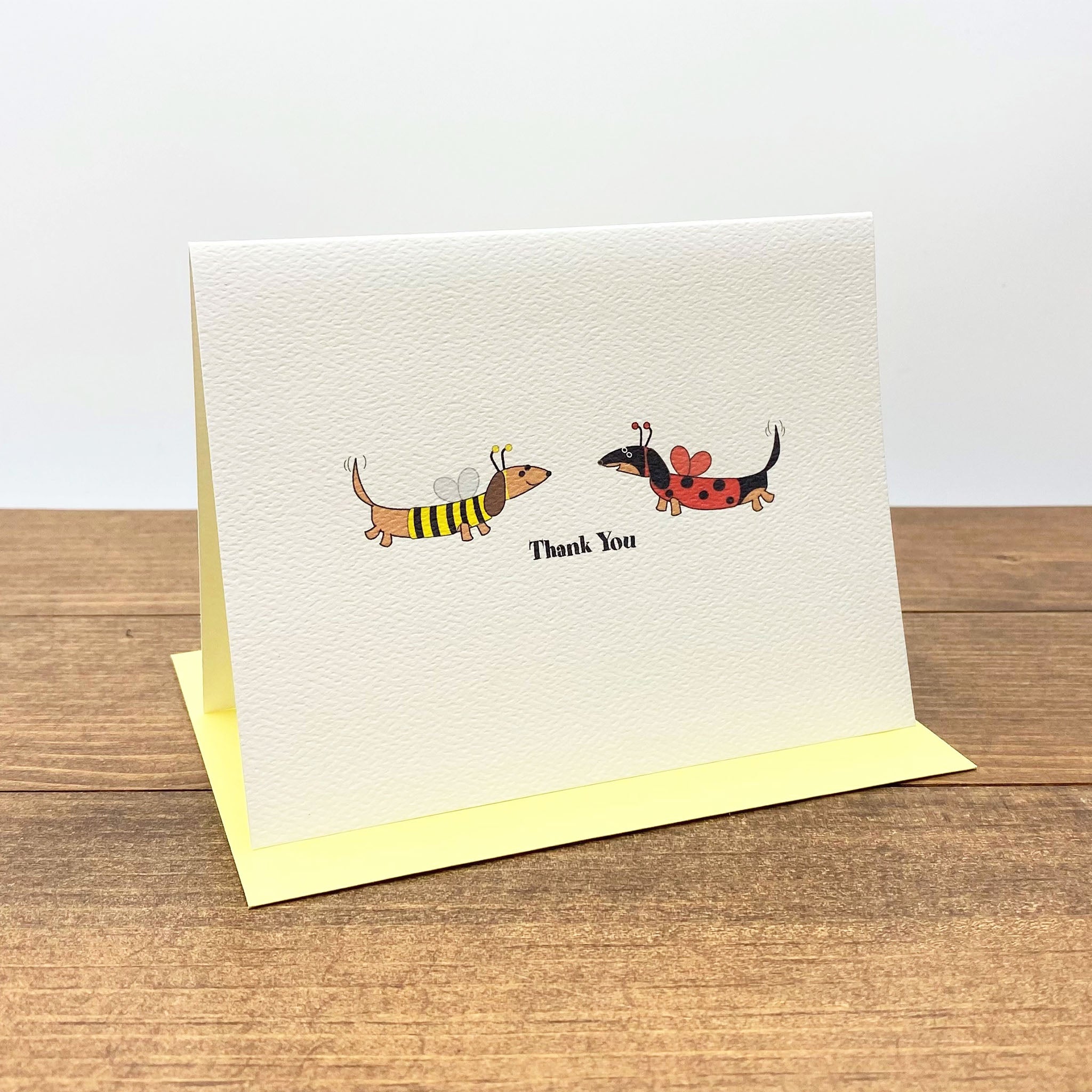 Dachshund ladybug and bee thank you note cards.