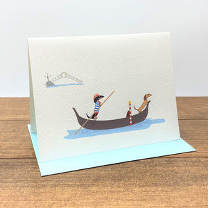 Two dachshunds on Gondola in Venice Italy note cards
