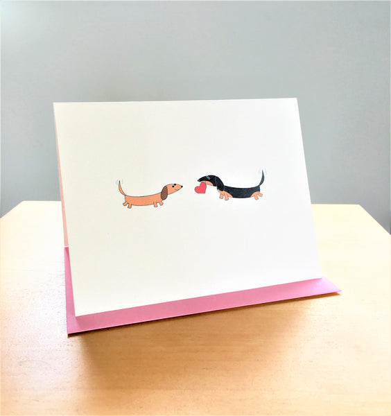 Dachshunds with Heart Valentine's Day Card Set
