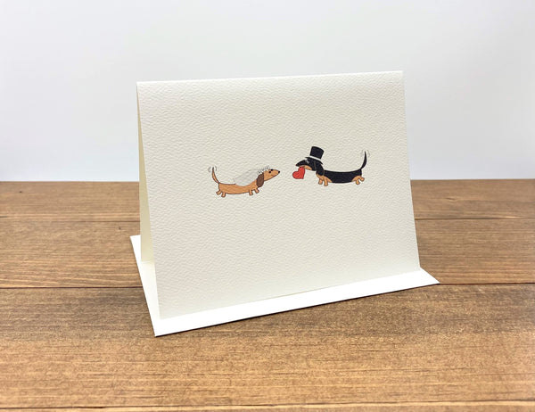 Dachshund Bride and Groom Engagement. Bridal Shower. Wedding Thank You Cards (Set of 10)